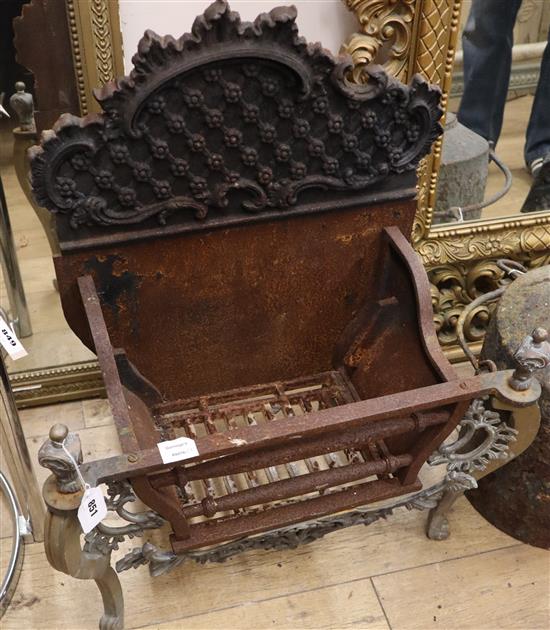 A Rococo-revival fire basket W.62cm